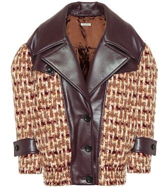 miu miu tweed leather coat